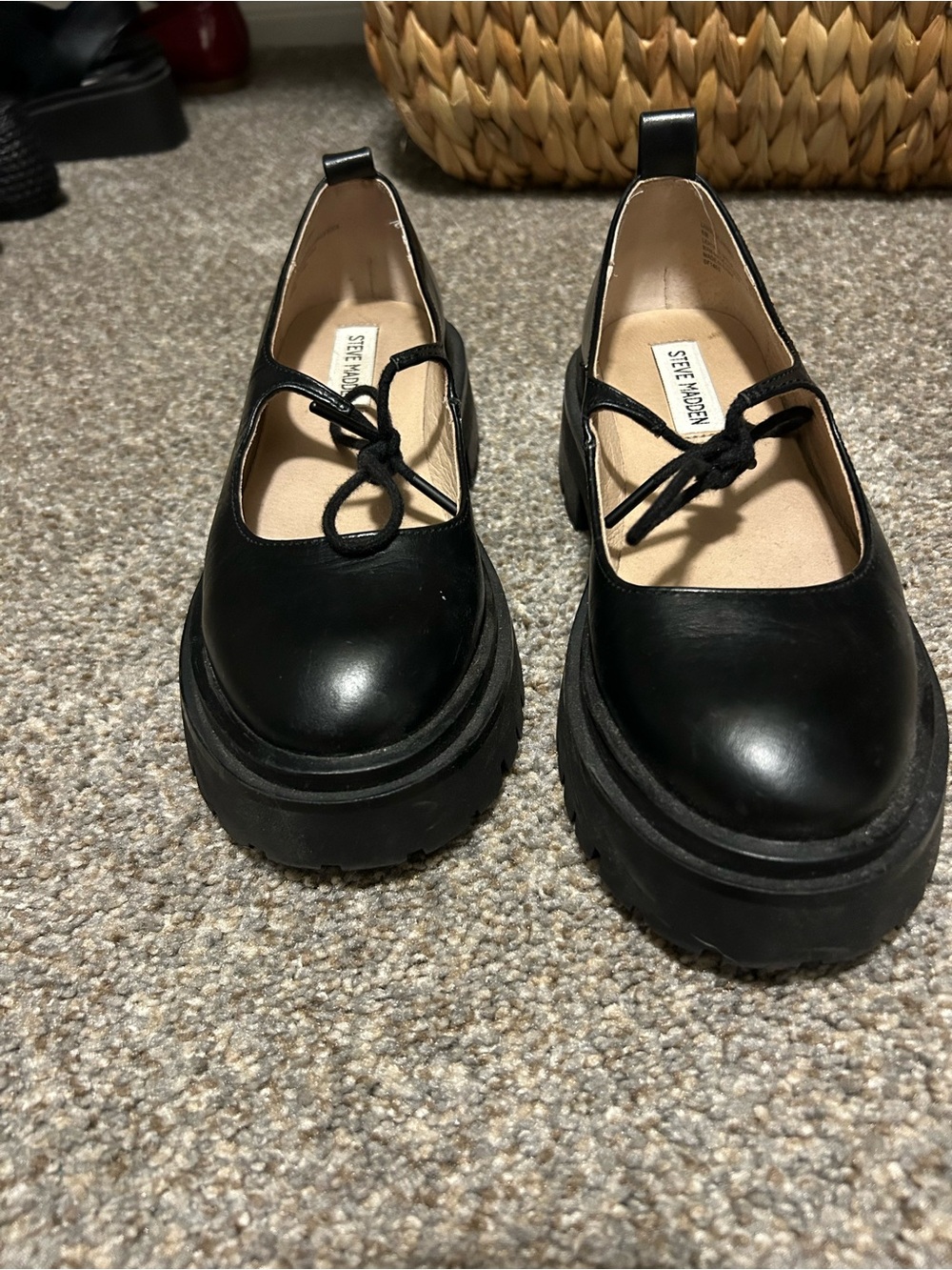 Steve Madden Black Platform Mary Jane Loafers
